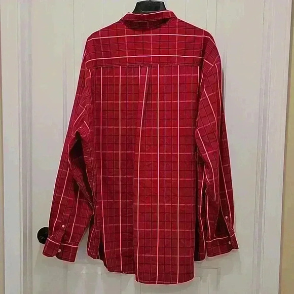 Chaps Red Blue Button Down Stretch Shirt Size 3XL - Picture 4 of 7
